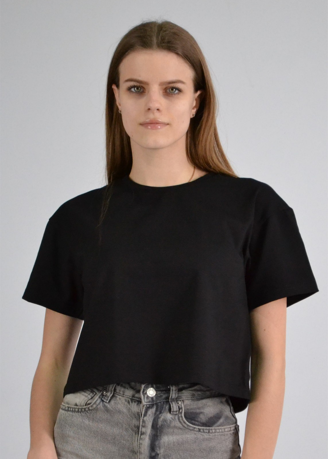 Кроп топ преміум чорний S-XL